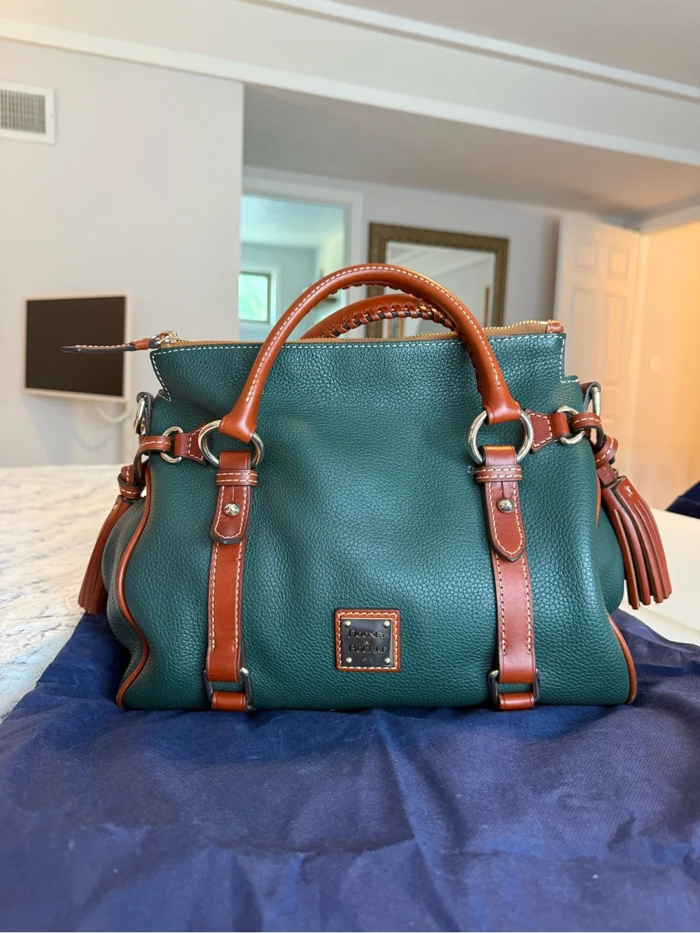 Dooney and Bourke Ivy Green Pebbled leather satchel